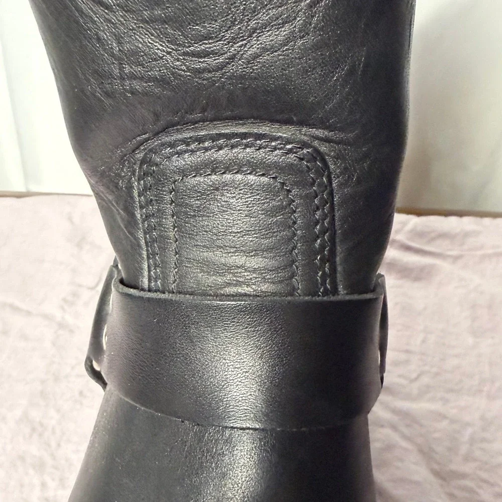 VTG Frye Harness 8R Men's 11M Black Leather Engineer Boots Made in USA Moto Work